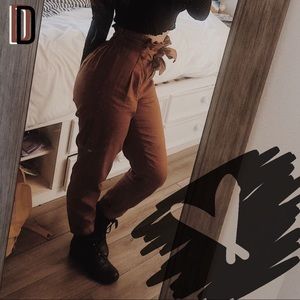 brown high waisted pants